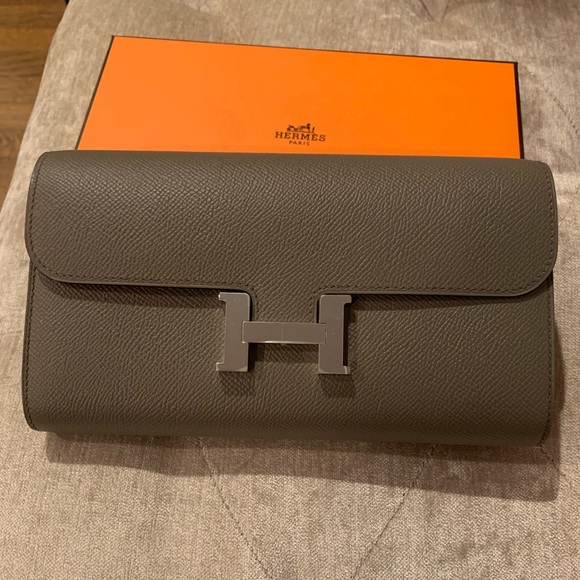 BRAND NEW Hermes Constance To Go Epsom Calfskin Wallet-Bag 8F Gris Etain. - Picture 1 of 7